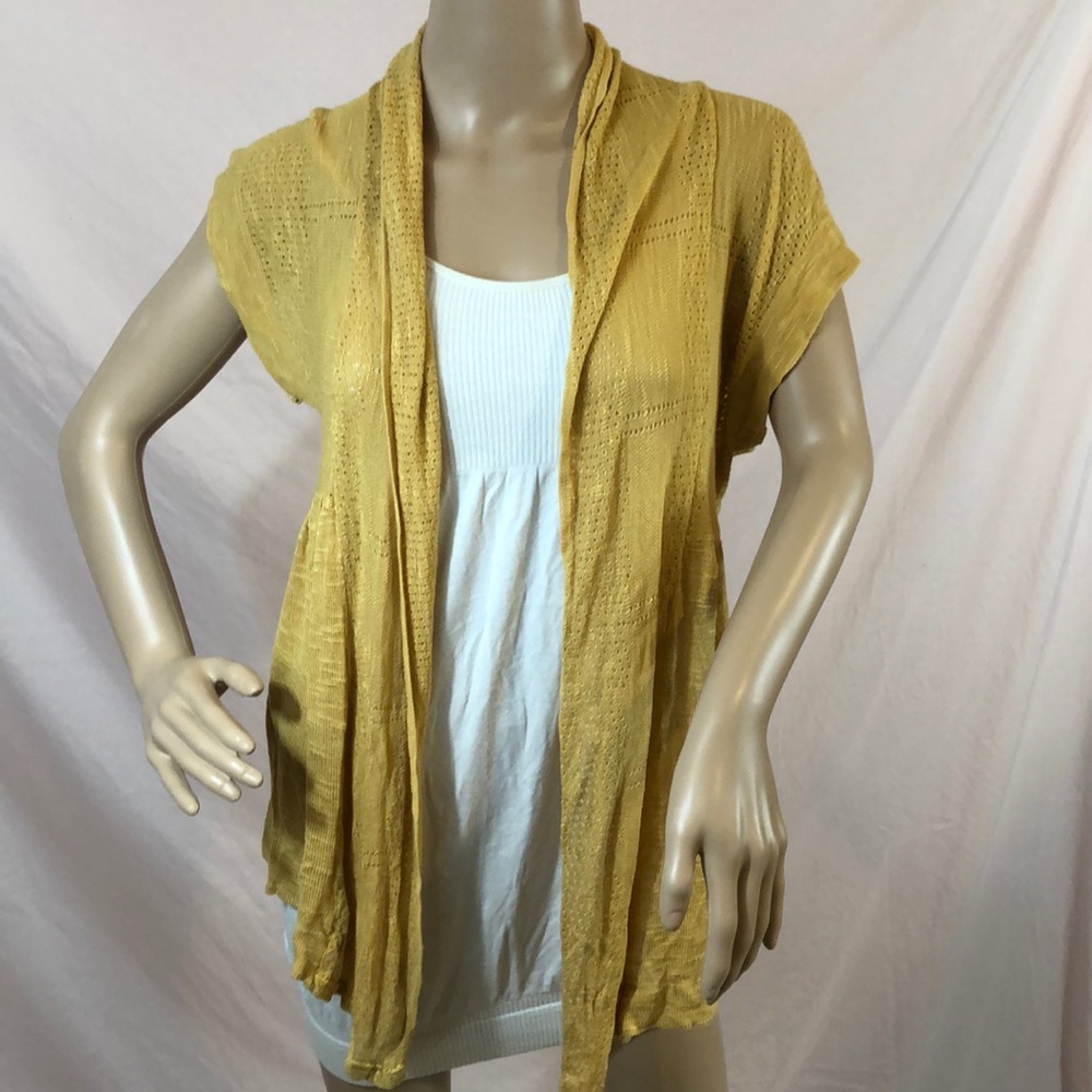 Mustard-colored cardigan